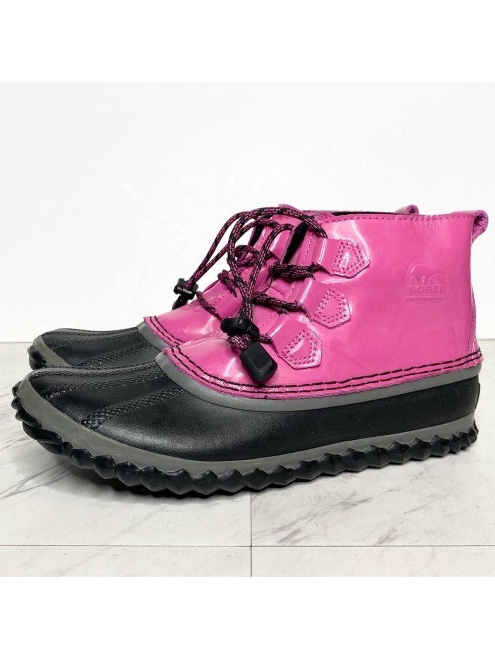 New! Sorel Out And About Kids Pink Black Snow Duck Boot 4